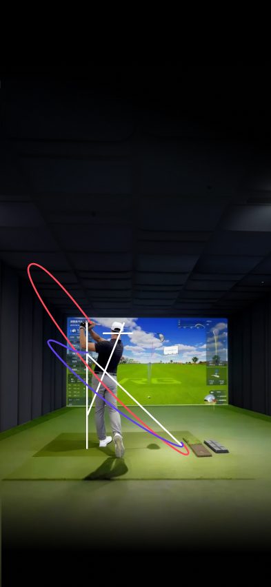 AI analyzes swing, generates motion trajectories.